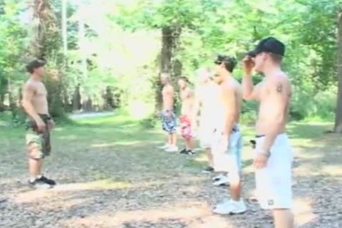 Two Country legal age teenagers Wrestle in nature's garb Then suck Each Other