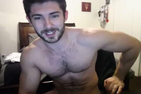 attractive hairy Hunky Doing A web camera Show.