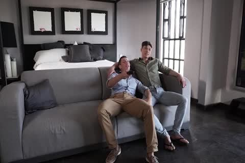 3some Bedroom Barefuck With dildo