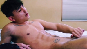 Next Door Homemade: Tattooed jerking big dick in the bed