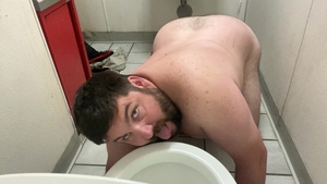 I enter A Gas Station Toilet And lick And suck The Toilet And The Floor