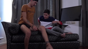 BarebackLatinoz - Young Ash & latin Simon on sofa
